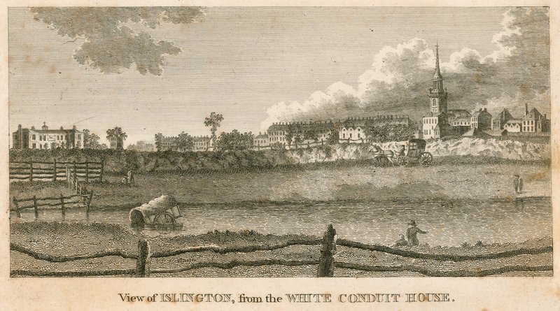 Pohled na Islington z White Conduit House, Pentonville, Londýn od English School