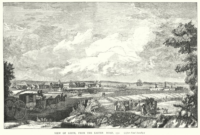 Pohled na Leith, z Velikonoční cesty, 1751 od English School