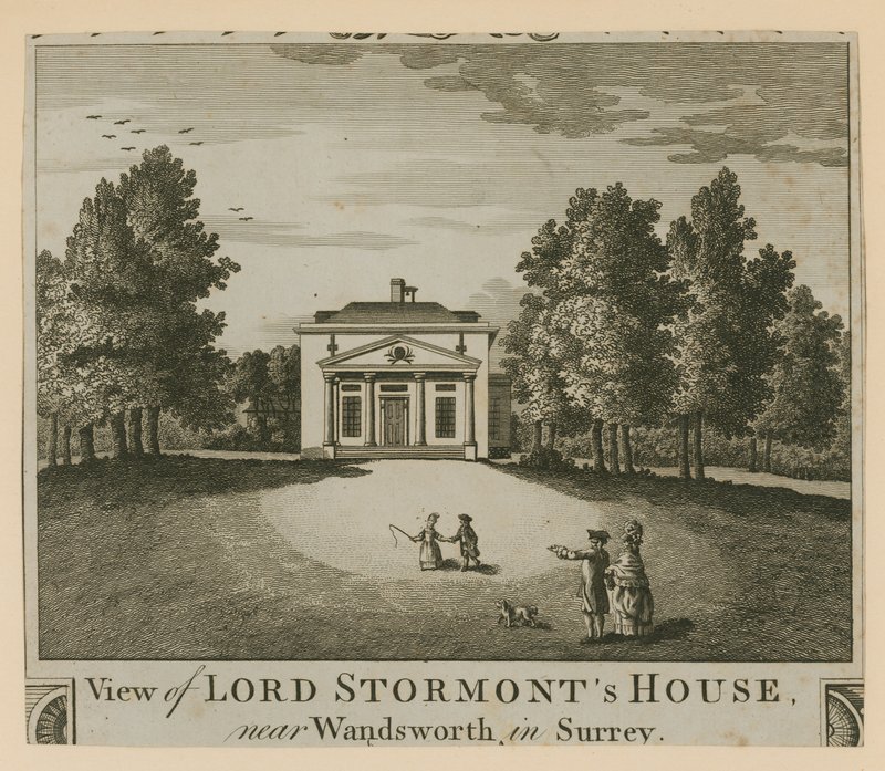 Pohled na Lord Stormonts House poblíž Wandsworth v Surrey od English School