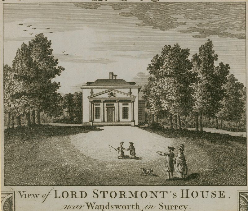 Pohled na Lord Stormonts House poblíž Wandsworth v Surrey od English School