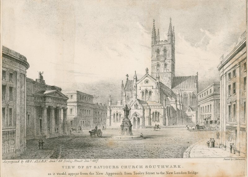 Pohled na St Saviors Church, Southwark od English School
