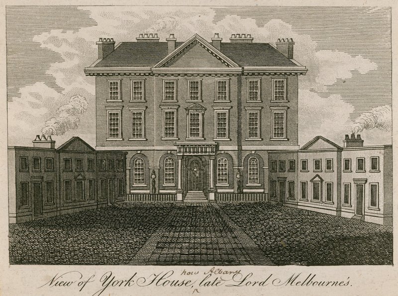Pohled na York House (později Albany), dům zesnulého lorda Melbourne od English School