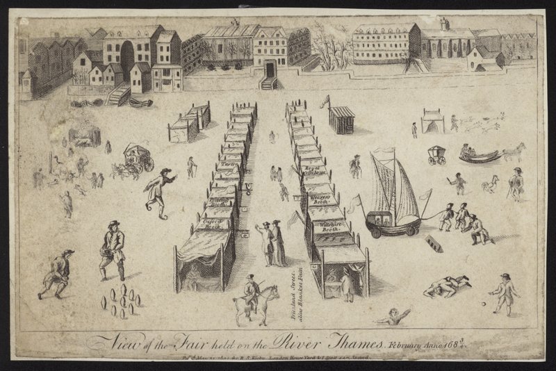 Pohled na veletrh konaný na řece Temži, 1683-1684 od English School