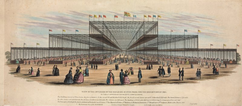 Pohled na interiér budovy v Hyde Parku pro výstavu z roku 1851 od English School