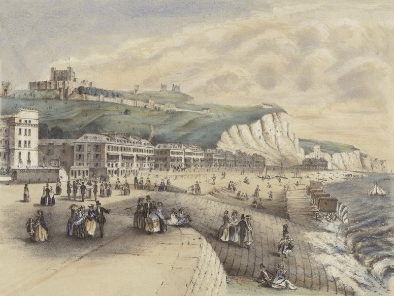 Pohled na Marine Parade a hrad, Dover od English School