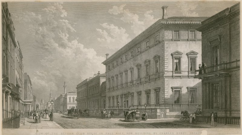 Pohled na budovu Reformního klubu v Pall Mall, nyní budova, autor Charles Barry, architekt od English School