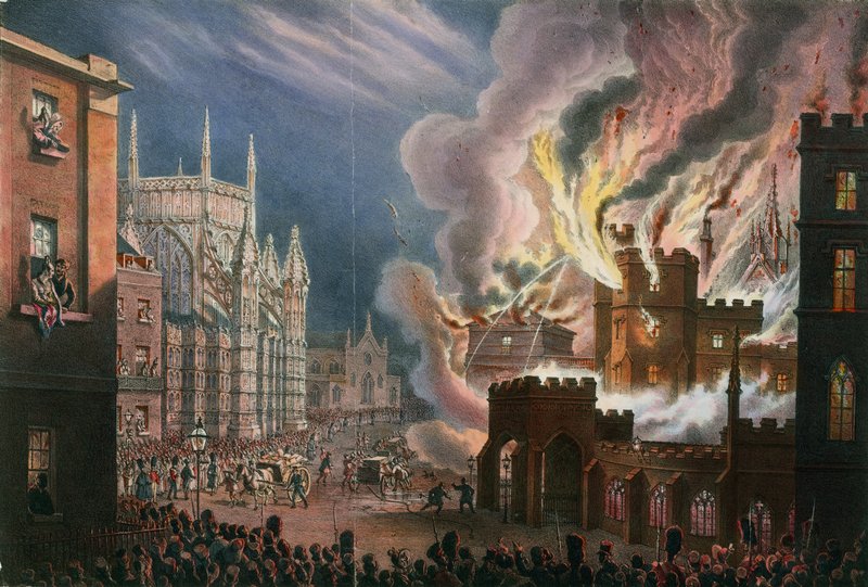 Pohled na zničení obou komor parlamentu, 16. října 1834 od English School