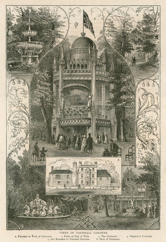 Pohledy do Vauxhall Gardens, Londýn od English School