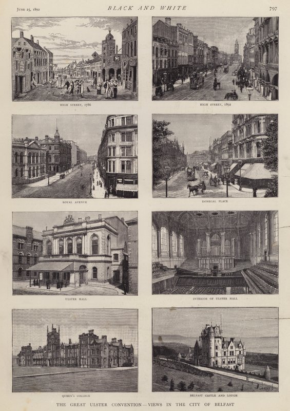 Pohledy na Belfast, Ulster, Irsko (litho) od English School
