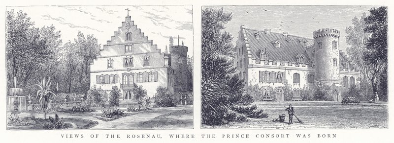 Pohledy na Rosenau, kde se narodil princ Consort od English School