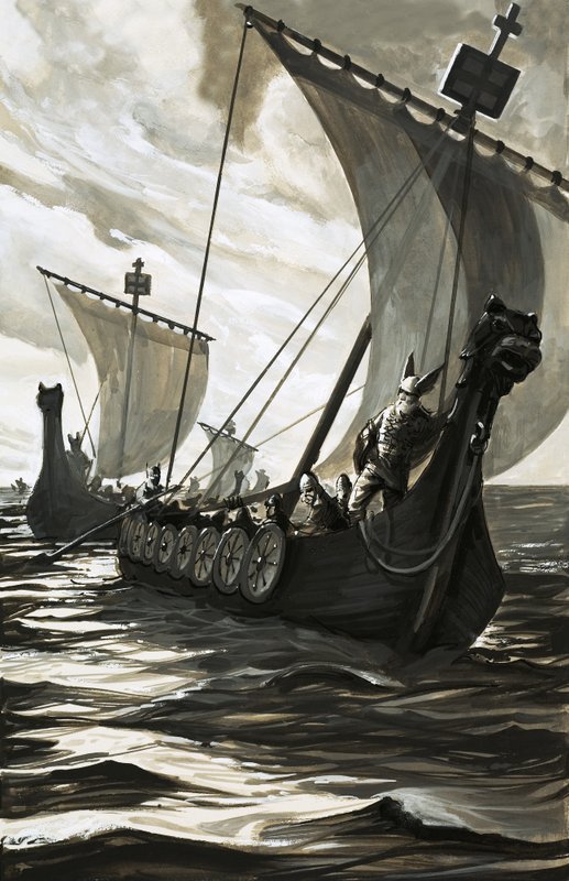 Vikingské dlouhé lodě od English School