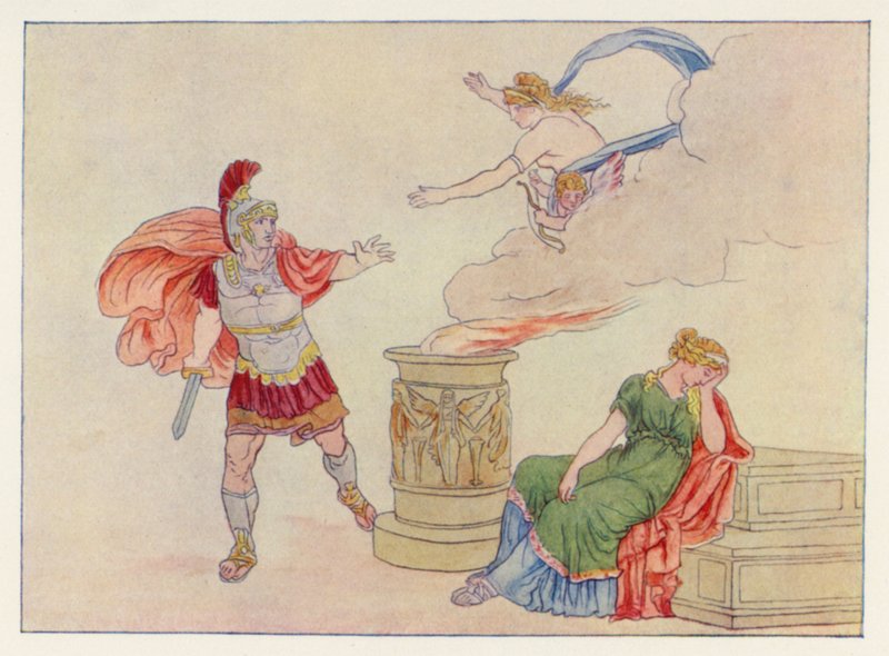 Vergiliova Aeneida: Aeneas a Helena (barevné lito) od English School