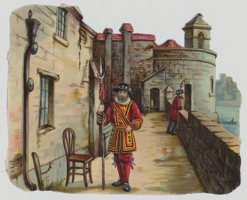 Návštěva Tower of London, viktoriánský šrot (barva lito) od English School