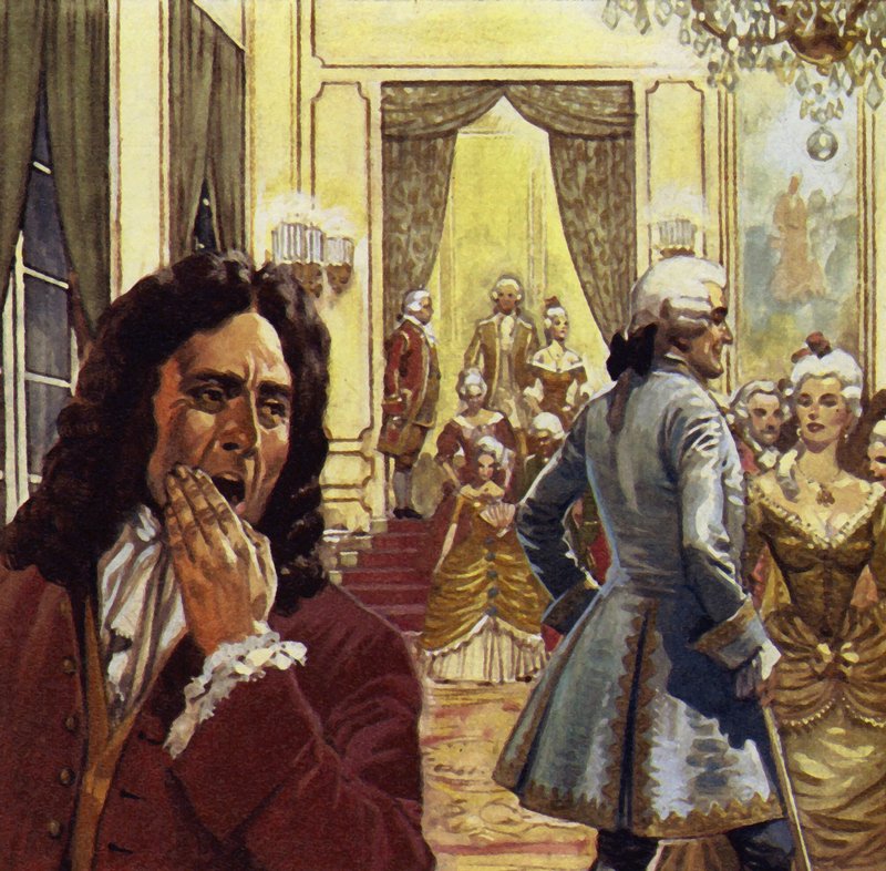 Voltaire často navštěvoval soud, ale nikdy tam nebyl šťastný od English School
