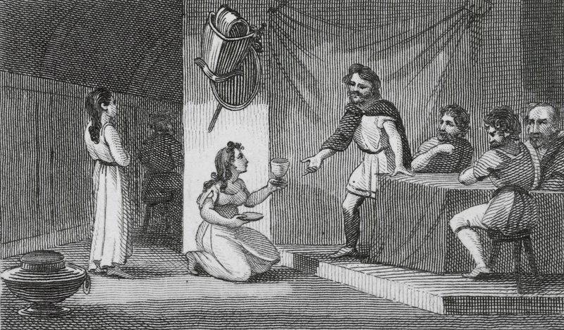 Vortigern a Rowena (rytina) od English School