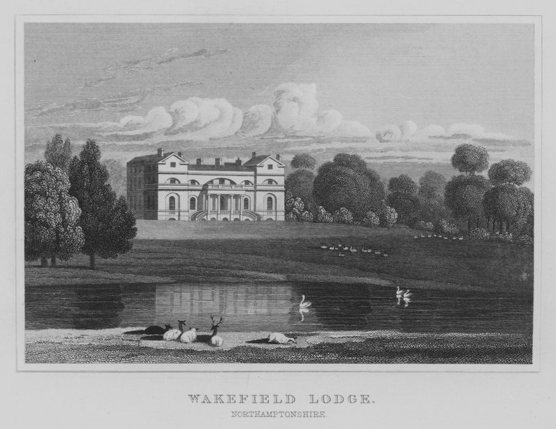 Wakefield Lodge, Northamptonshire (rytina) od English School