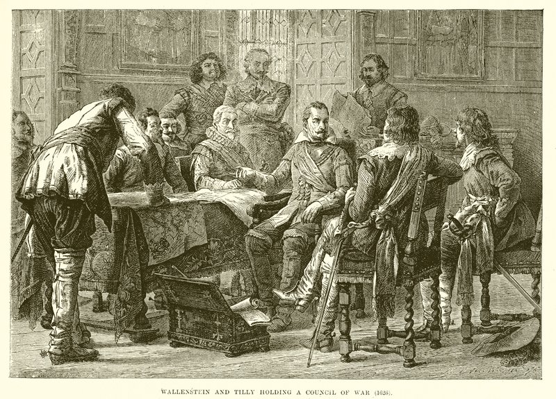Valdštejn a Tilly pořádají válečnou radu (1626) od English School
