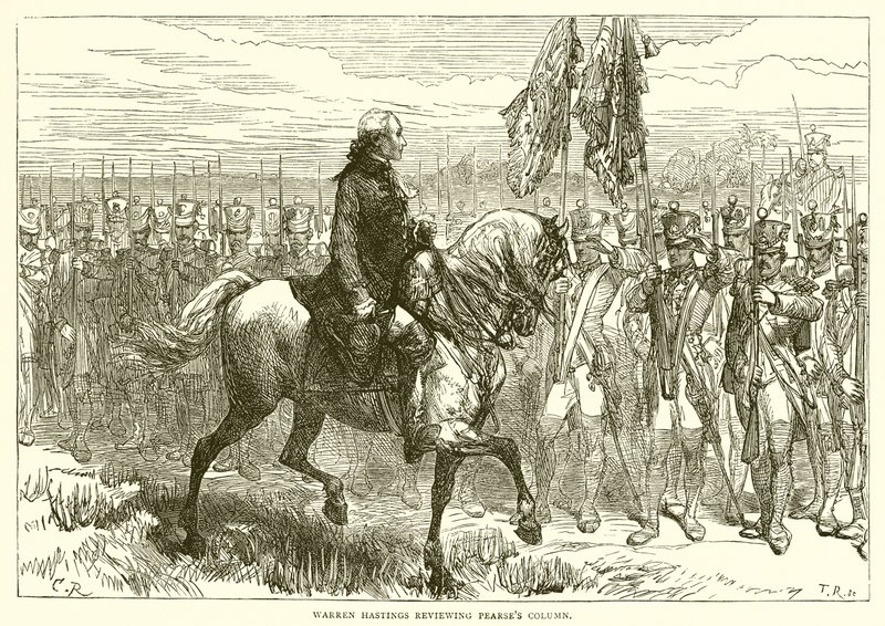 Warren Hastings prohlíží Pearsesovy sloupky od English School