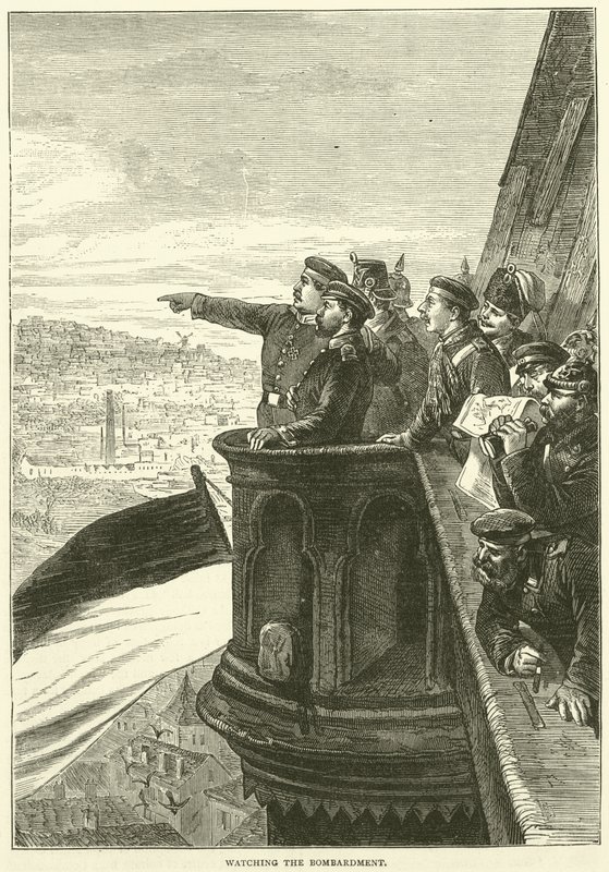 Sledování bombardování, prosinec 1870 od English School