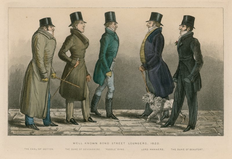 Dobře známé lehátka Bond Street, 1820 od English School