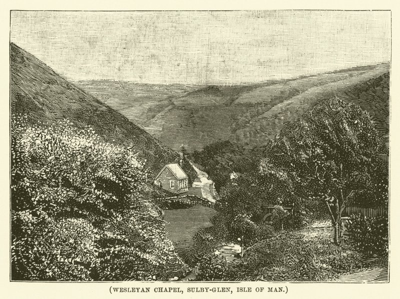 Wesleyan Chapel, Sulby-Glen, Isle of Man (rytina) od English School