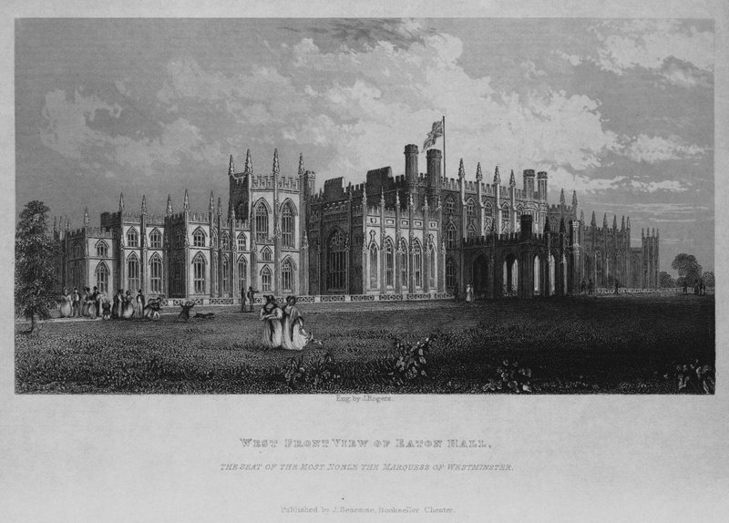 Západní čelní pohled na Eaton Hall, sídlo nejvznešenějšího markýze z Westminsteru od English School