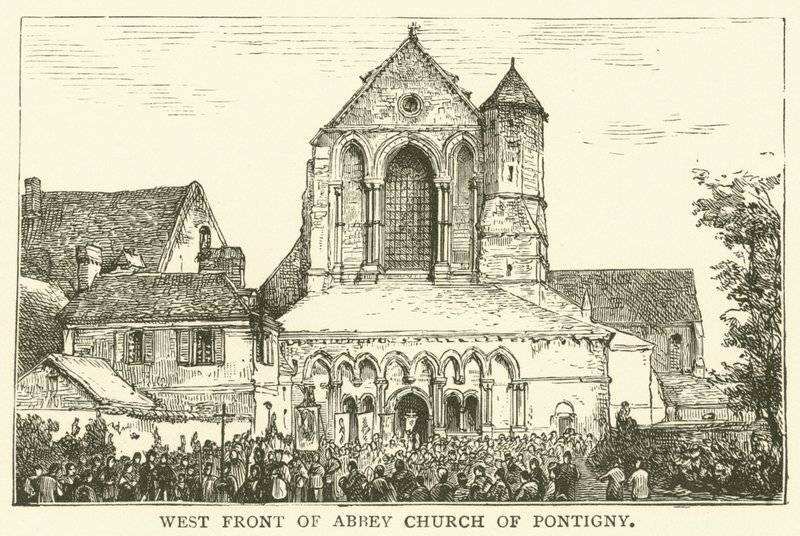 West Front of Abbey Church of Pontigny (rytina) od English School