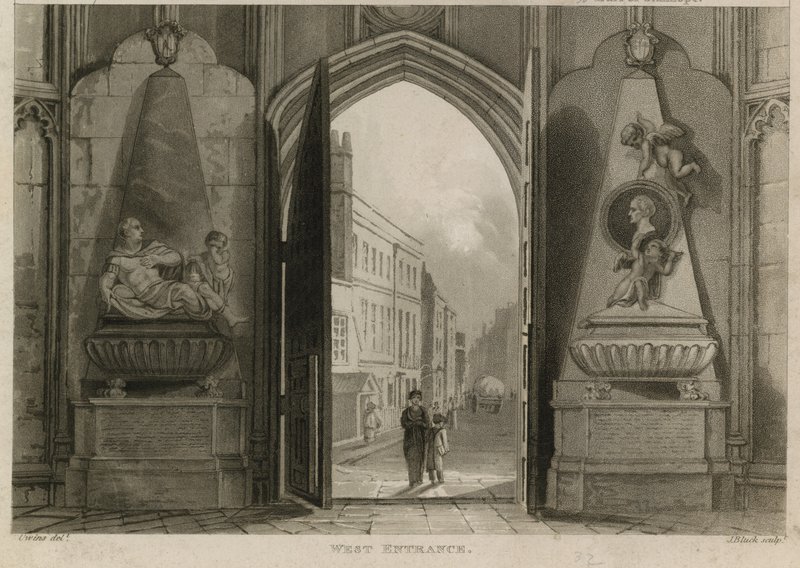 Západní vchod, Westminster Abbey, Londýn od English School