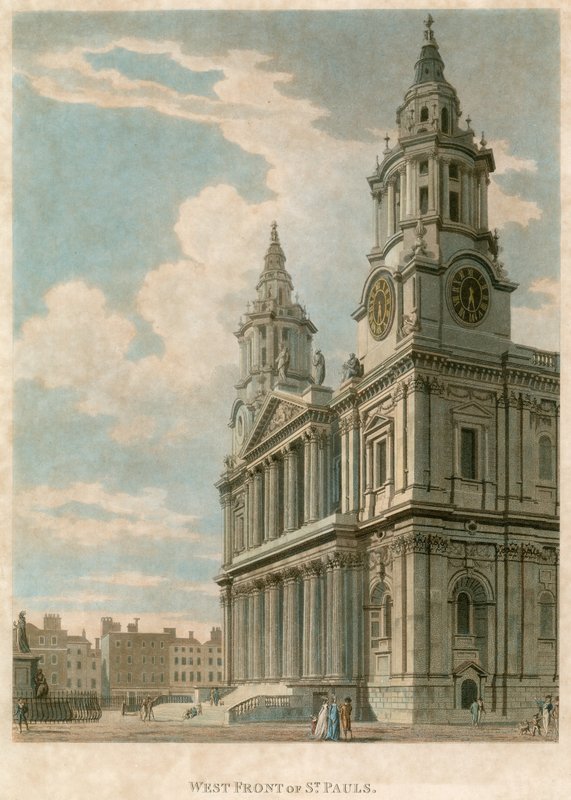 Západní fronta katedrály St Pauls v Londýně od English School
