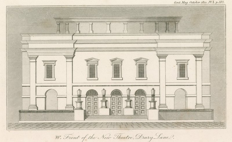 Západní fronta nového divadla Drury Lane v Londýně od English School