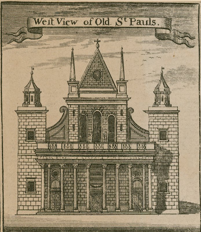 Západní pohled na Old St Pauls, Londýn od English School