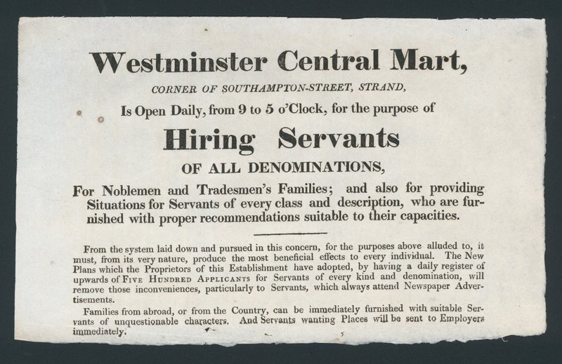 Westminster Central Mart, najímání služebníků od English School