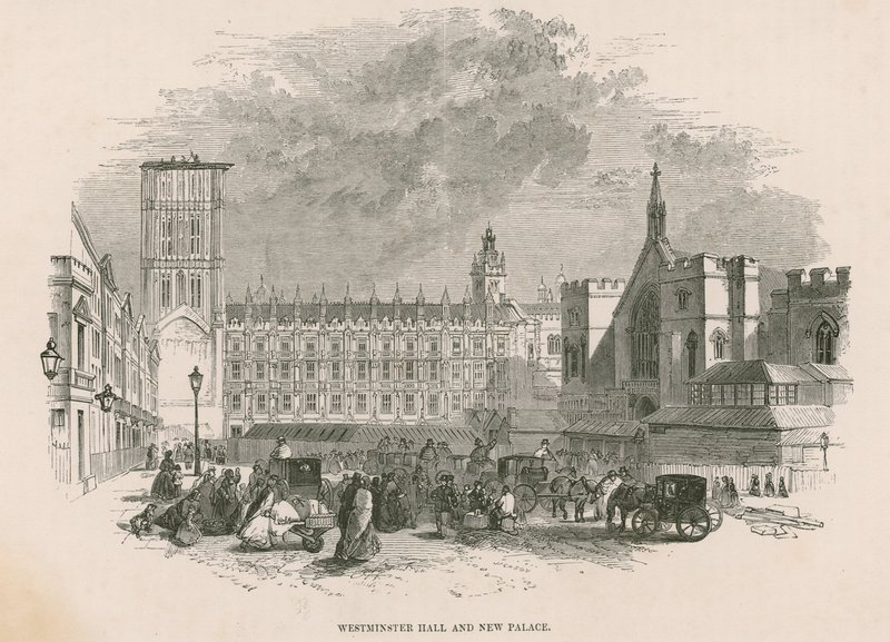 Westminster Hall a nový Westminsterský palác v Londýně od English School