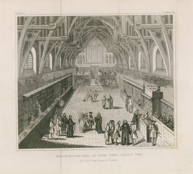 Westminster Hall v termínu, asi 1770 od English School