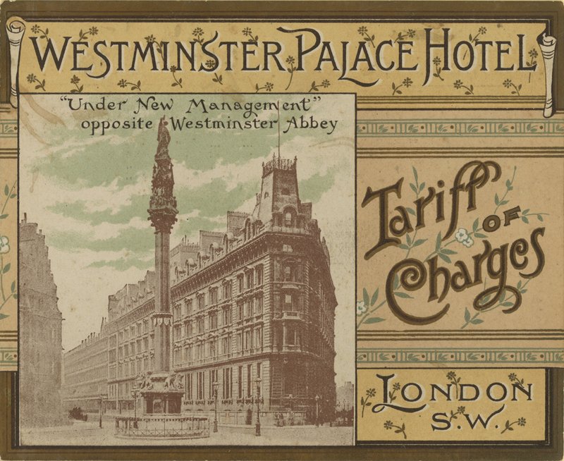 Sazebník poplatků hotelu Westminster Palace od English School
