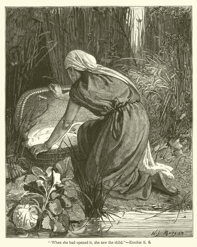 „Když to otevřela, uviděla dítě“, Exodus, ii, 6 (rytina) od English School