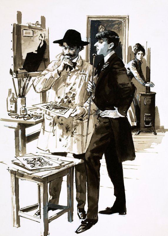 Whistler a Aubrey Beardsley (kvaš na papíře) od English School