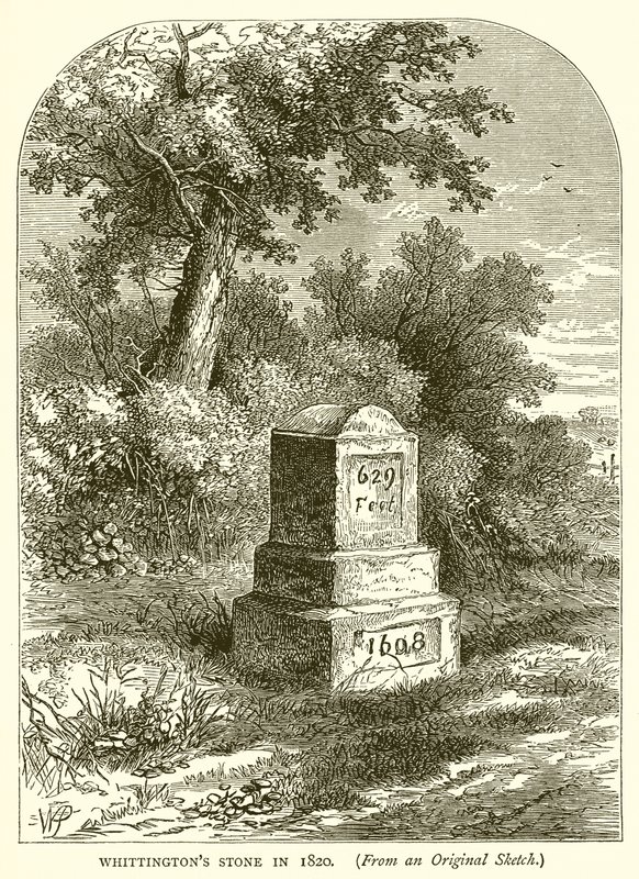 Whittingtons Stone v roce 1820 od English School