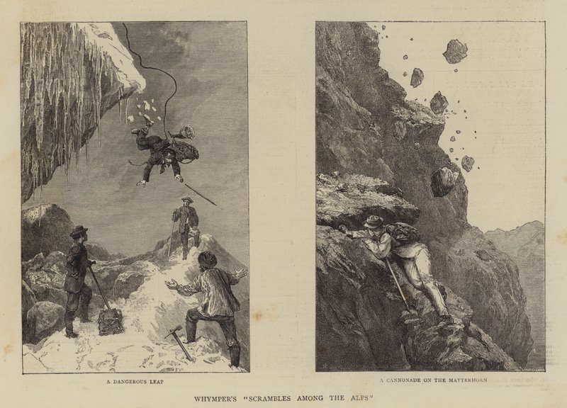 Whymperovy „Scrambles Among the Alps“ (rytina) od English School