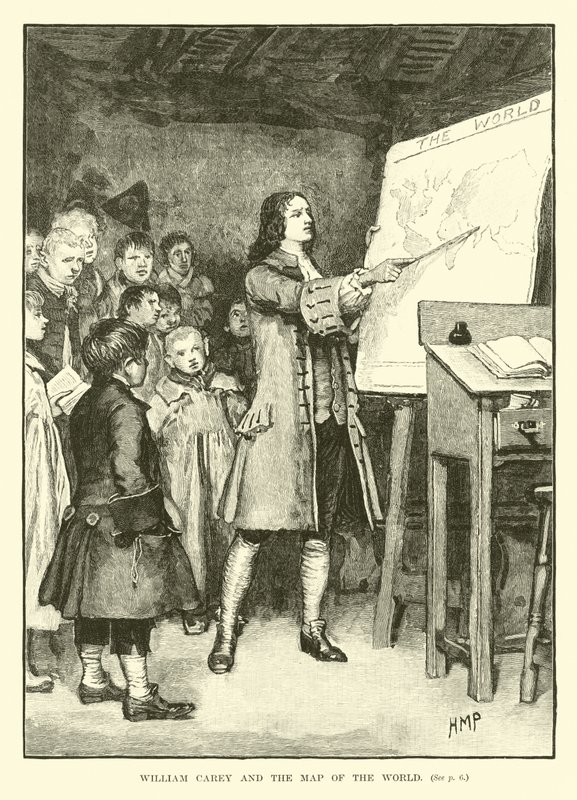 William Carey a mapa světa od English School