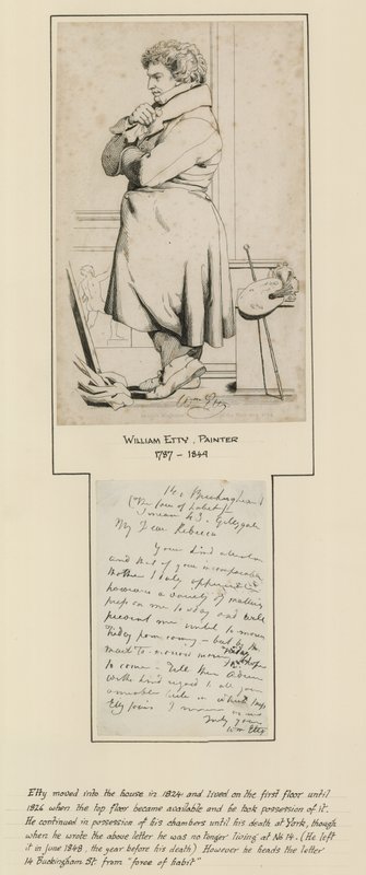 William Etty, který žil na Buckingham Street číslo 14 od English School