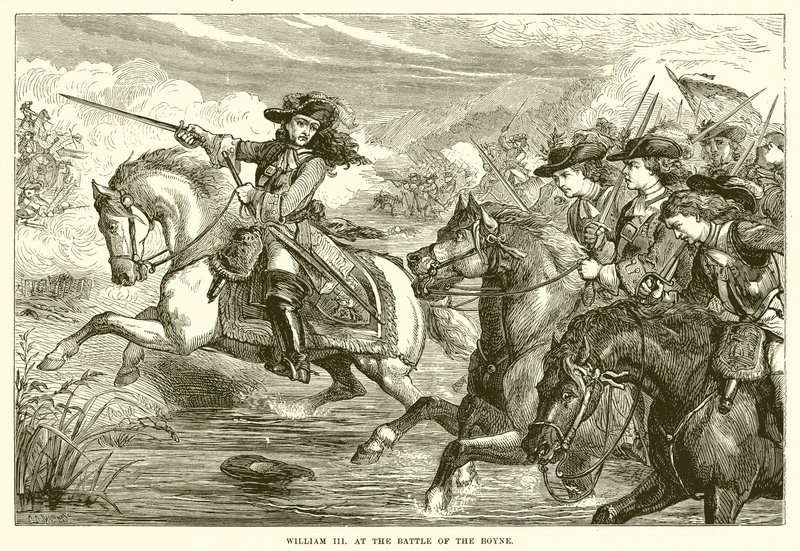 William III v bitvě u Boyne od English School