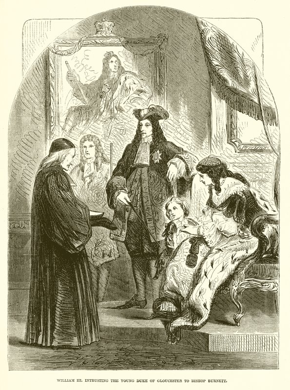 Vilém III. pověřující mladého vévodu z Gloucesteru biskupu Burnettovi od English School