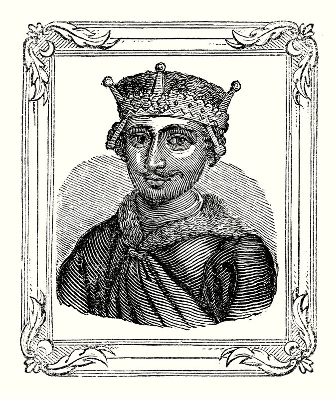 Vilém Rufus se narodil roku 1056, korunován byl roku 1087 a zabit roku 1100 (rytina). od English School