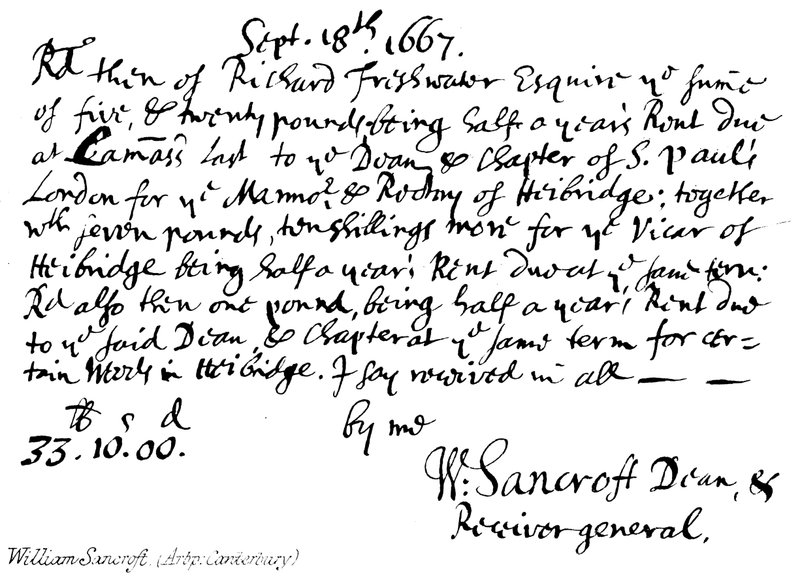 William Sancroft (Arbp: Canterbury) od English School