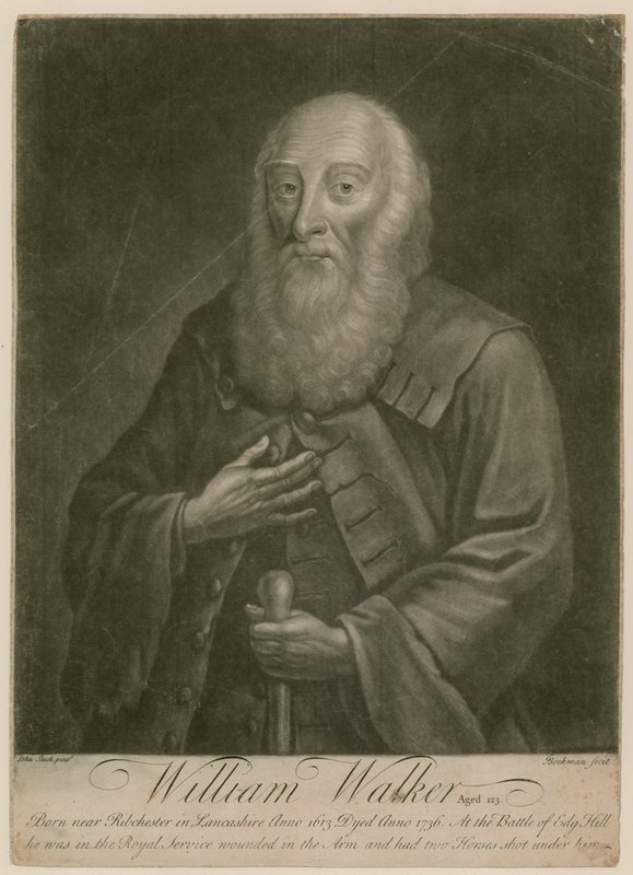 William Walker, ve věku 123 let, narozený v roce 1613, zemřel v roce 1736 od English School