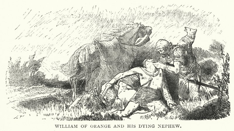 Vilém Oranžský a jeho umírající synovec (rytina) od English School