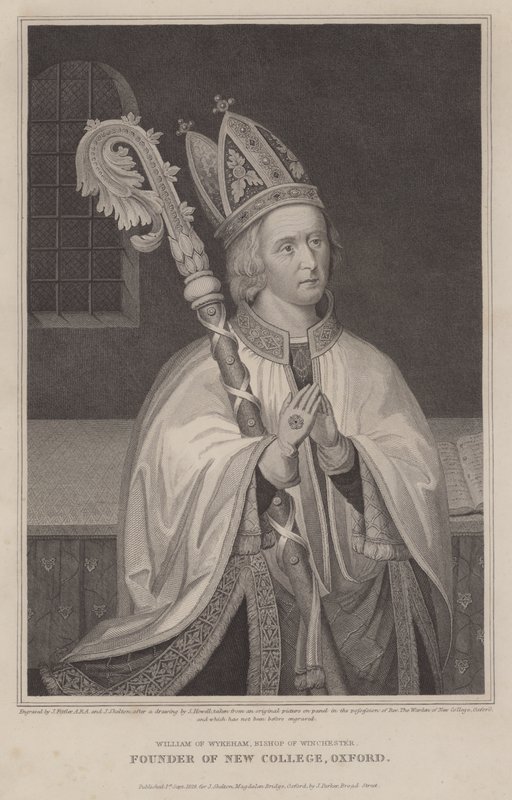 William of Wykeham, biskup z Winchesteru, zakladatel New College, Oxford (rytina) od English School