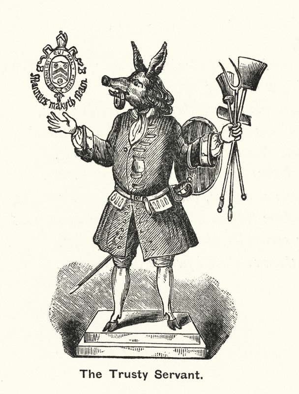 Winchester College: The Trusty Servant (rytina) od English School