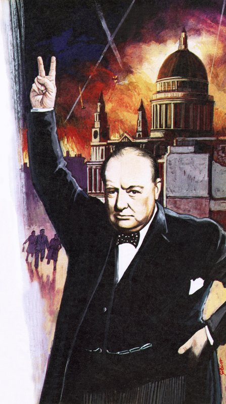 Winston Churchill během Blitzu od English School